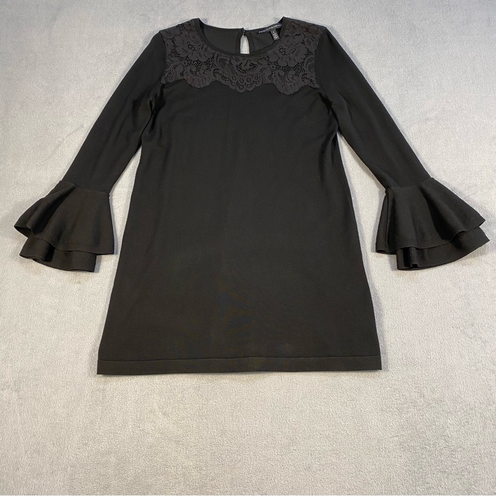 WHBM Women’s Black Lace bell sleeves knit Dress, size S
